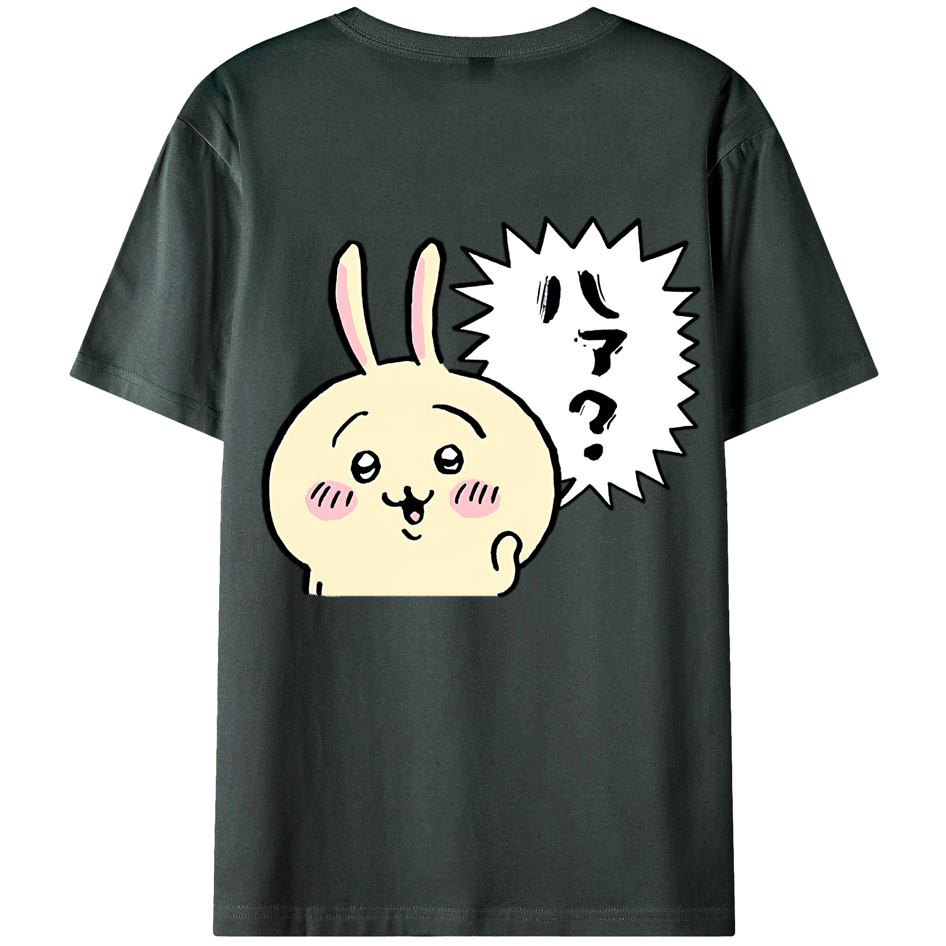 （画像用） ちいかわ うさぎ Chii-kawa usagi 綿100％ メンズ半袖Tシャツ（バックプリント） 通気性